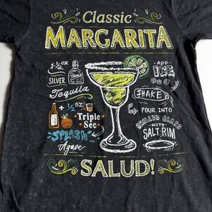 Changes Margarita Recipe‎ Graphic Tee Shirt Black Mineral Wash Small NWOT